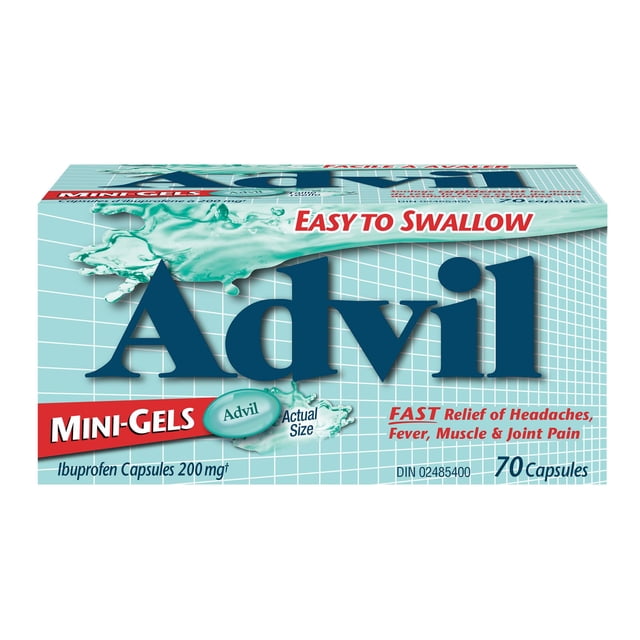 Advil Mini-Gels (70 Count), 200 mg Ibuprofen, Temporary Pain Reliever / Fever Reducer for Headaches And Pain Relief