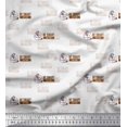 thumbnail image 1 of Soimoi Brown Rayon Crepe Fabric Be Smart Dont Start Text Printed Fabric 1 Yard 46 Inch Wide, 1 of 2