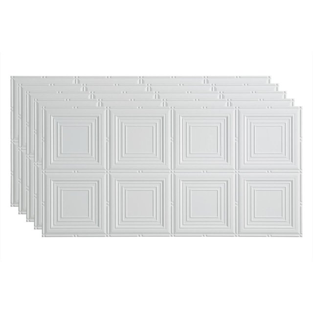 Fasade Portrait Vinyl 2ft x 4ft Glue Up Ceiling Panel Matte White 5 Pack