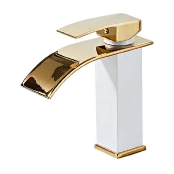 Thinsony Easy To Install And Multi-functional Bathroom Sink Luxurious Waterfall Basin Sink white gold short
