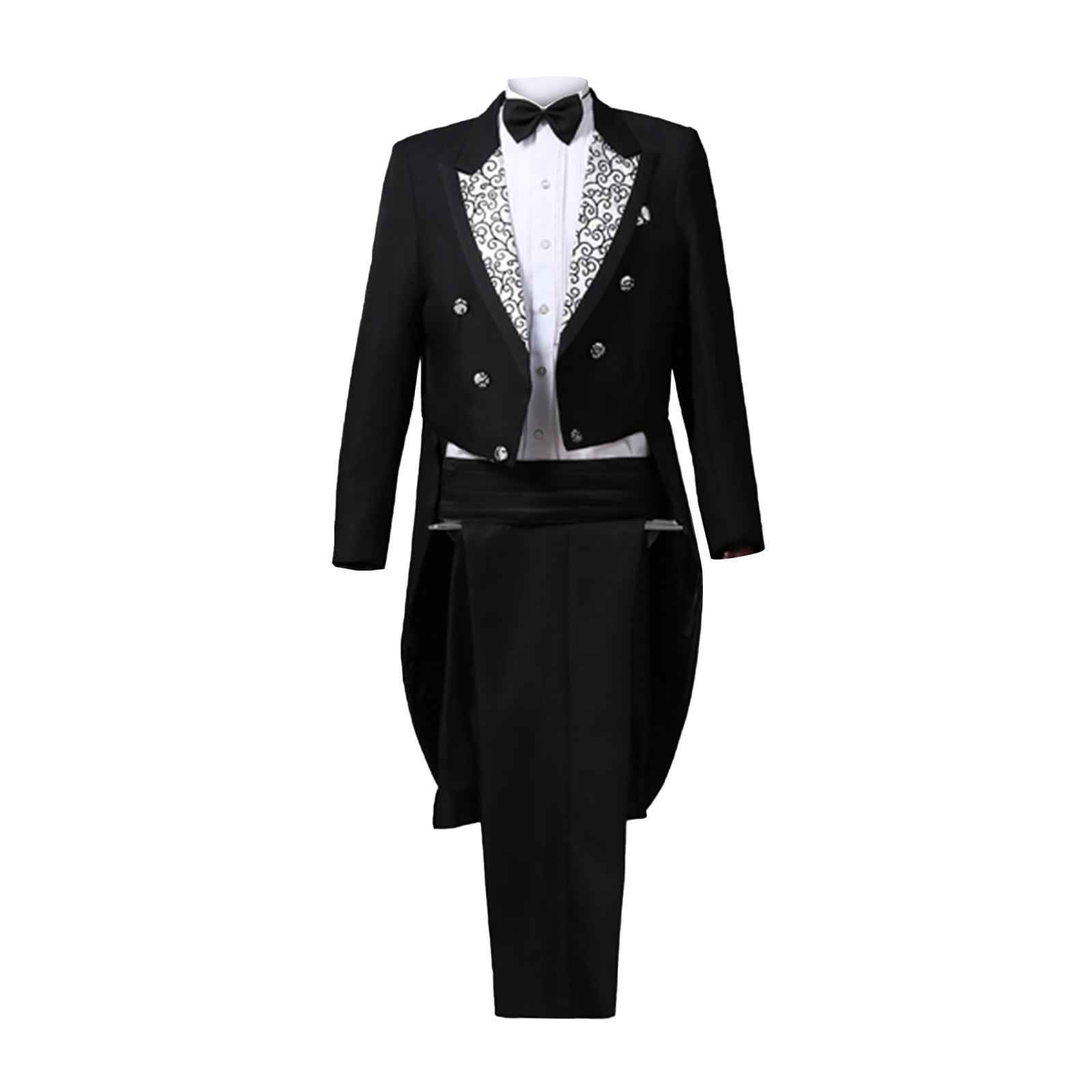 Mens Dress Tuxedo Suit Performance Clothes Magician Stage Performance Clothes Four-Piece Suit
