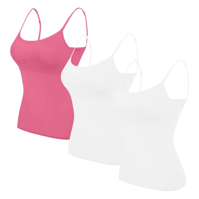 Timegard Plus Size Tank Tops for Women 3pc Spaghetti Strap Camis Slim Comfy Solid Color Sleeveless Top