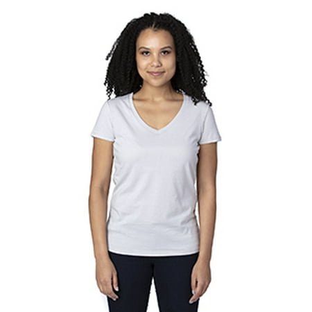 Ladies' Ultimate Short-Sleeve V-Neck T-Shirt - SILVER - L