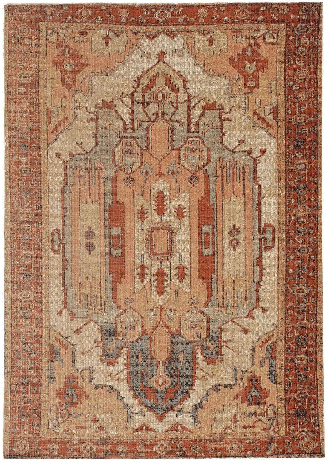 Tapis Grand Zéro Garron ivoire & rouille de 8 pi x 10 pi