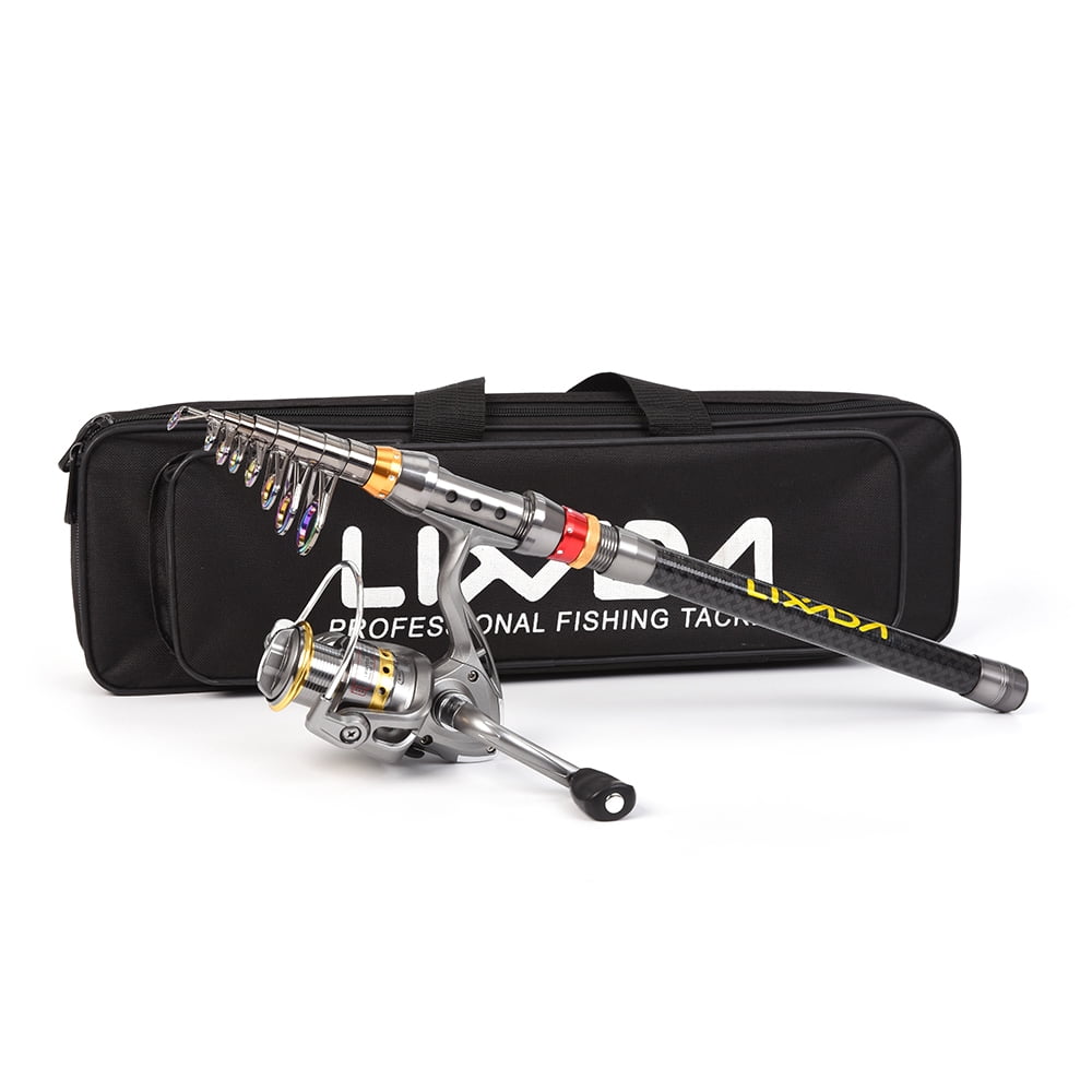 Lixada Telescopic Fishing Rod and Reel Combo Full Kit Carbon Fiber Fishing Rod Pole +