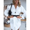 thumbnail image 3 of Fashion Women Plus Size Turn Down Collar Letter Print Buttons Mini Shirt Dress, 3 of 6