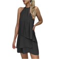 thumbnail image 1 of SMihono Robes Bohèmes d'Été pour Femmes Grande Taille Aguichant Mode Sans Manches Uni Col Rond Ample Robe Irrégulière pour Dames, 1 of 5