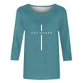 thumbnail image 5 of BVOFAR T-Shirts Chrétiens pour Femmes à Imprimé de Lettres, Col Rond Décontracté, Manches 3/4, Hauts, Cadeaux des Fêtes, T-Shirts Bénis, 5 of 5