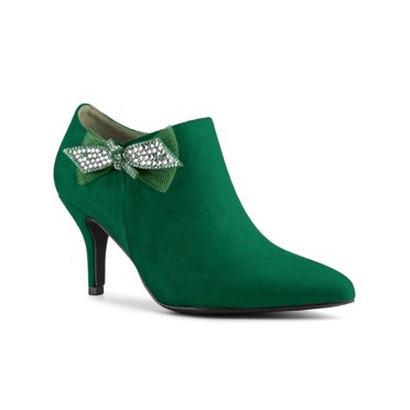 Unique Bargains Bottines à Talon Aiguille pour Femme à Bout Pointu avec Nœud Décoratif Bleu Foncé (Taille 5,5)