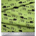 thumbnail image 2 of Soimoi Green Modal Satin Fabric Bear & Text Print Fabric by the Yard 42 Inch Wide, 2 of 5