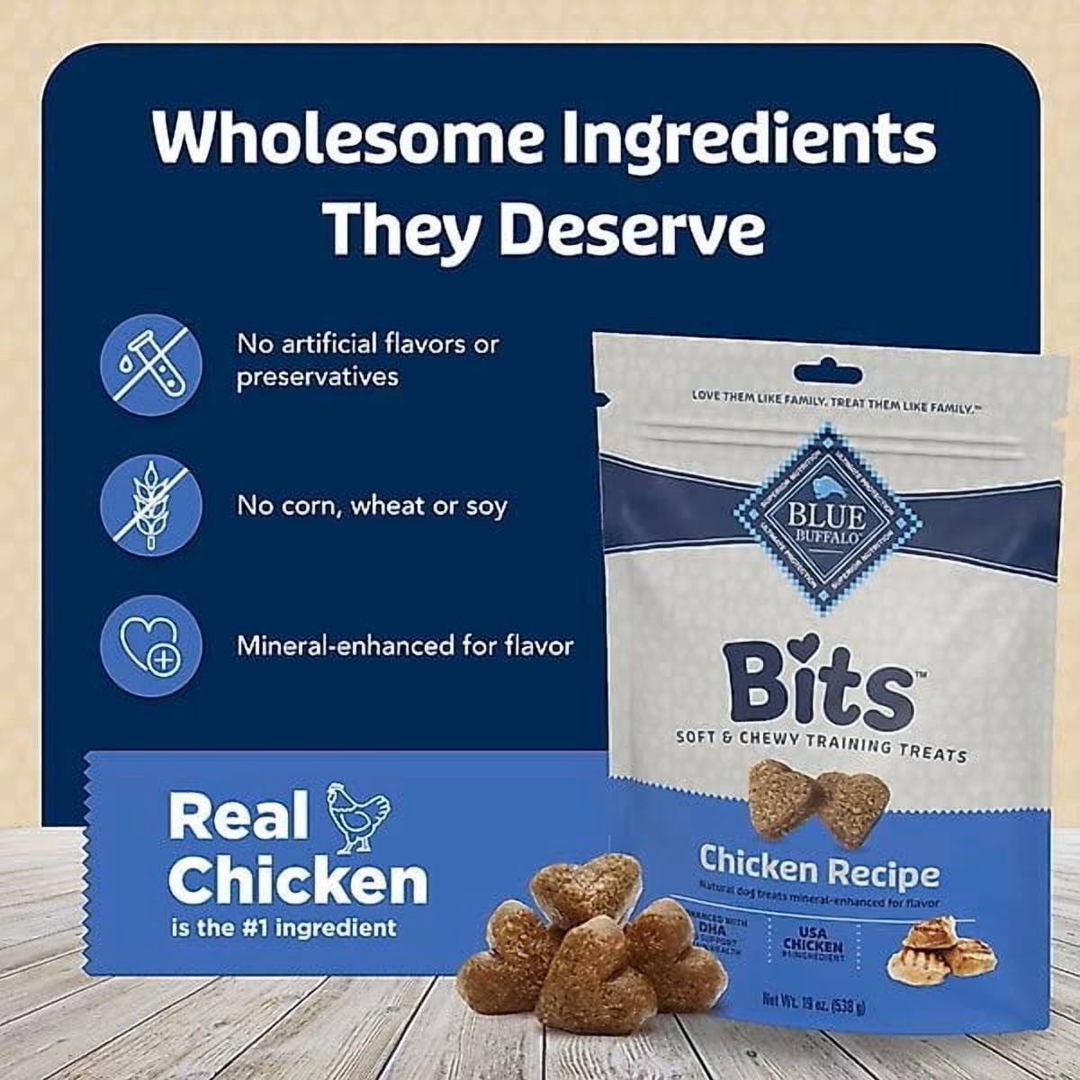 Friandises molles pour chiens Blue Buffalo Bits pour l'entraînement, recette au poulet, sac de 454 g