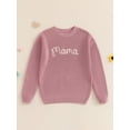 thumbnail image 3 of Wangsaura Family Matching Sweaters Mommy and Me Letter Embroidery Round Neck Knitwear Comfortable Warm Tops, 3 of 8