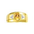 thumbnail image 1 of RYLOS Men's Rings 14K Yellow Gold Classic 7X5MM Oval Gemstone & Diamond Ring Citrine November Birthstone Rings For Men, Gold Rings Size 8, 1 of 7