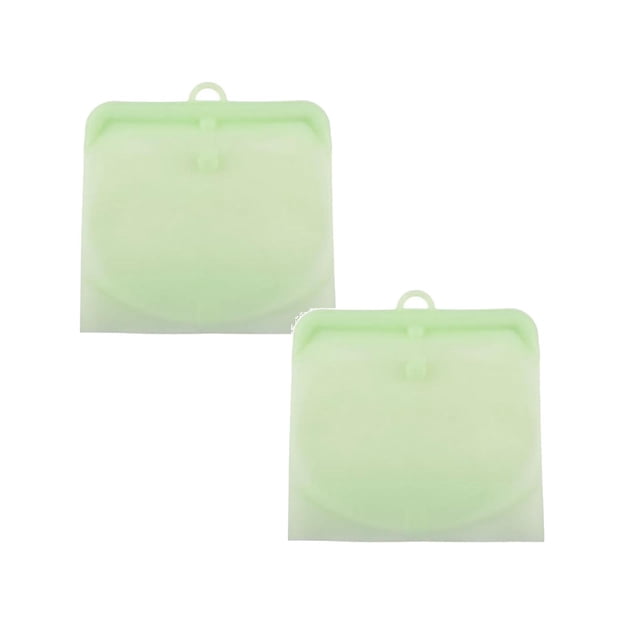 Oleegame 2 Pcs Boîtes à Collations pour Enfants pour l'École Sac de Rangement Alimentaire en Silicone Réutilisable Sac à Sandwich Sac de Congélation Scellé Sac à Collation Liquide Lunch Fruit Sac de Produits Frais / Meilleur Sac de Rangement et de Cuisson (1 Pce) Vert
