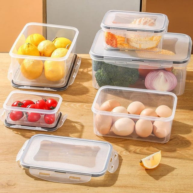 TIMIFISED Boîte de Conservation en Plastique, Boîte de Rangement Domestique Grande Capacité, Boîte de Rangement pour Aliments et Fruits, Ensemble de Cinq Pièces