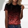 thumbnail image 2 of TSADFHJI Chandails pour Femmes en Coton Mode Décontractée pour Femmes Dégradé à Paillettes Imprimé Col Rond T-Shirt Ample, 2 of 5