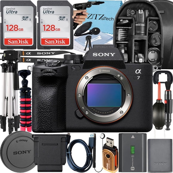 Sony a7 IV Appareil Photo Sans Miroir + Trépied + Lot de 2 Cartes Mémoire 128 Go + Sac à Dos + Ensemble d'Accessoires ZeeTech