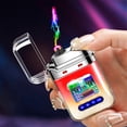 thumbnail image 1 of Big Savings! Creative Gradient Color Lighter, Outdoor Windproof Lighter with Double Arcs, Cool Transparent Lighter for BBQ, Camping, and Fire Starting, 1 of 6