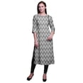 thumbnail image 1 of Bimba Kurtis Droits pour Femmes Longue Robe Kurti Imprimée Haut Indien à Manches 3/4, 1 of 6