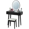 thumbnail image 1 of Costway Coiffeuse Table de Maquillage Écran Tactile 3 Modes d'Éclairage Ensemble Table de Toilette Tabouret Noir, 1 of 9