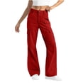 thumbnail image 1 of LOVZFMLL Pantalon pour Femme, Salopette Décontractée Unie Taille Haute d'Extérieur avec Poches Rouge, TG, 1 of 7