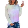 thumbnail image 1 of RKSTN Chemises à Manches Longues pour Femmes Mode Chandail à Col Rond Imprimé Teinture sur Nœuds Décontracté Sortie Blouses Amples Hauts, 1 of 4