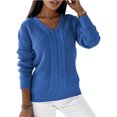 thumbnail image 1 of LUXUR Chandails Tricotés Épais pour Femmes Tricot Chic Chandail Bleu m, 1 of 4