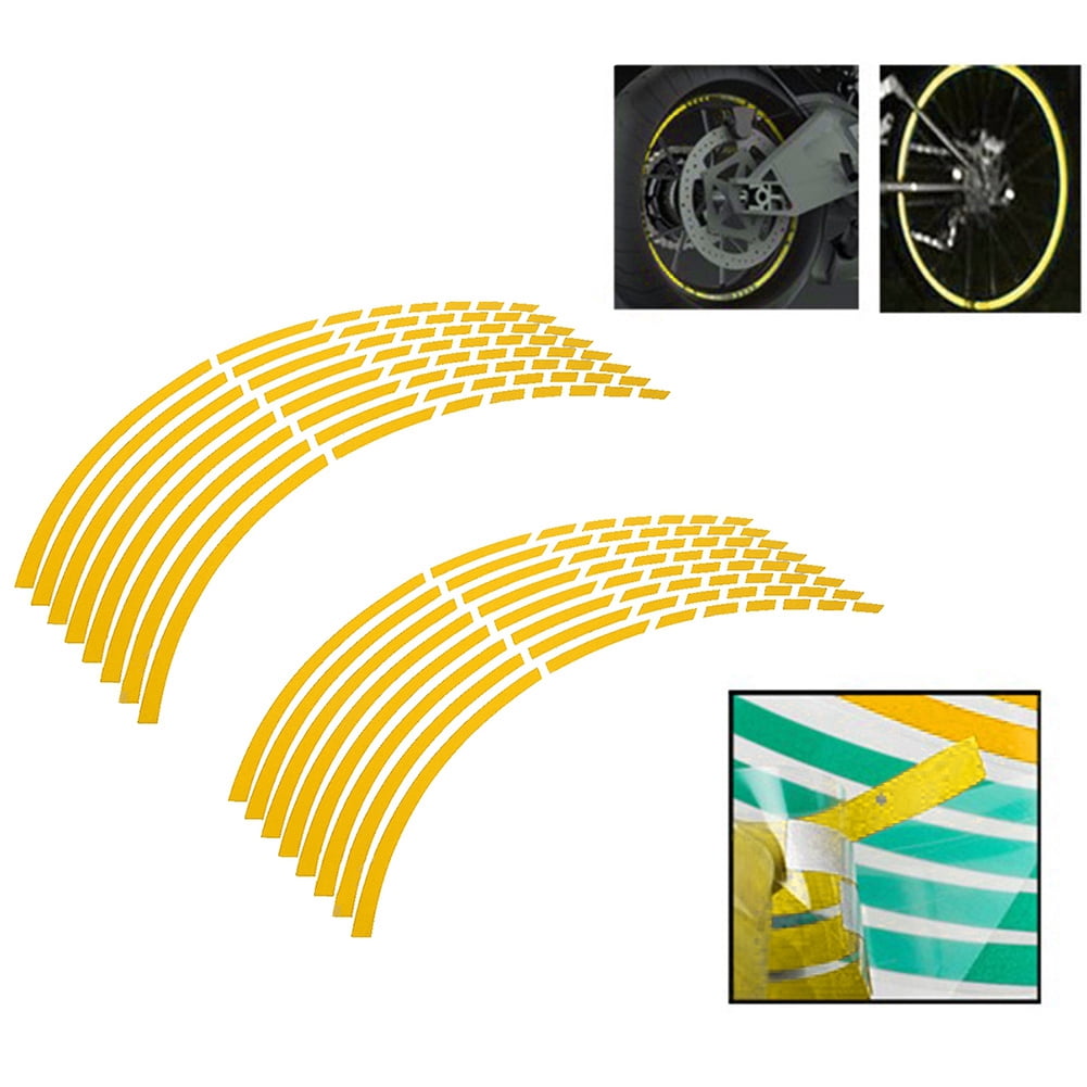 16pcs Bike Motorcycle 16-18inch Reflective Wheel Strip Decor Stickers Blue Green Red Orange Yellow White Suitable for Most Wheels