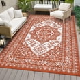 thumbnail image 1 of HOMERRY 8' x 10' Orange Red GeometricFloral Outdoor Rug Straw Plastic Area Rug for Balcony Pool RV Waterproof Reversible Carpet, 1 of 6