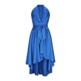 thumbnail image 4 of Mceream Robes de Cocktail pour Femmes Invitées de Mariage Grande Taille Robe Longue Portefeuille en Satin Sans Manches à Col en V à Volants Asymétrique Élégante Robe Formelle Bleu G, 4 of 8