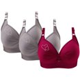 thumbnail image 1 of Lolmot Bras for Women, 3PCS Womans Printing Gathered Together Large Size Daily Bra Underwear No Rims, 1 of 9