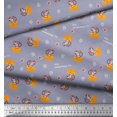 thumbnail image 3 of Soimoi Grey Poly Georgette Fabric Cheese Slice & Rats Kids Print Fabric by the Yard 52 Inch Wide, 3 of 3