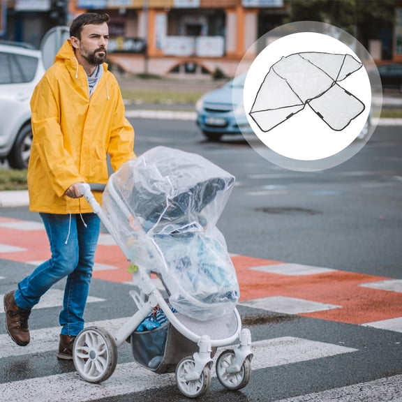 PTOOTP 1Pcs Pvc Double Stroller Rain Cover For Twins Pushchair And Pram