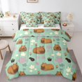 thumbnail image 1 of YST Ensemble Douillette 7 Pcs pour Enfants Capybara, Fleurs Colorées, Lit en Sac Format Simple (1 Douillette, 1 Drap Plat, 1 Drap-Housse, 2 Taies d'Oreiller, 2 Housses de Coussin Décoratif), 1 of 5