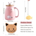 thumbnail image 2 of Cute Ceramic Cat Coffee Mug With Kitty Lid Infuser Cat Paw Spoon and Coaster Gifts for Cat Lover, 2 of 6