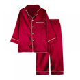 thumbnail image 1 of Kids Satin Pajamas Set PJS Long Sleeve Button-Down Sleepwear Loungewear, 1 of 6