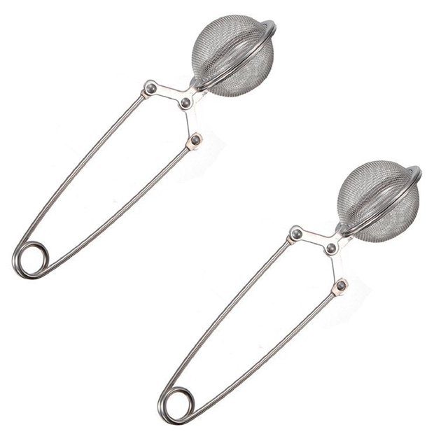 Oleegame 2PC Produce Storage Mesh Spoon Stainless Leaves Infuser Strainer Filter Herb Tea Kitchen,Dining & Bar Silver