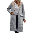 thumbnail image 2 of DPTALR Manteau Long en Coton Réversible pour Femmes, Décontracté d'Hiver, Ample, avec Poches, Fermeture Éclair, 2 of 7
