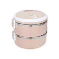 thumbnail image 4 of SDNall 1400ml 2 Layer Round Food Lunch Box Stainless Steel Lunch Box Lunch Box Food Storage Box Childrens Lunch Box Hot Food, 4 of 8