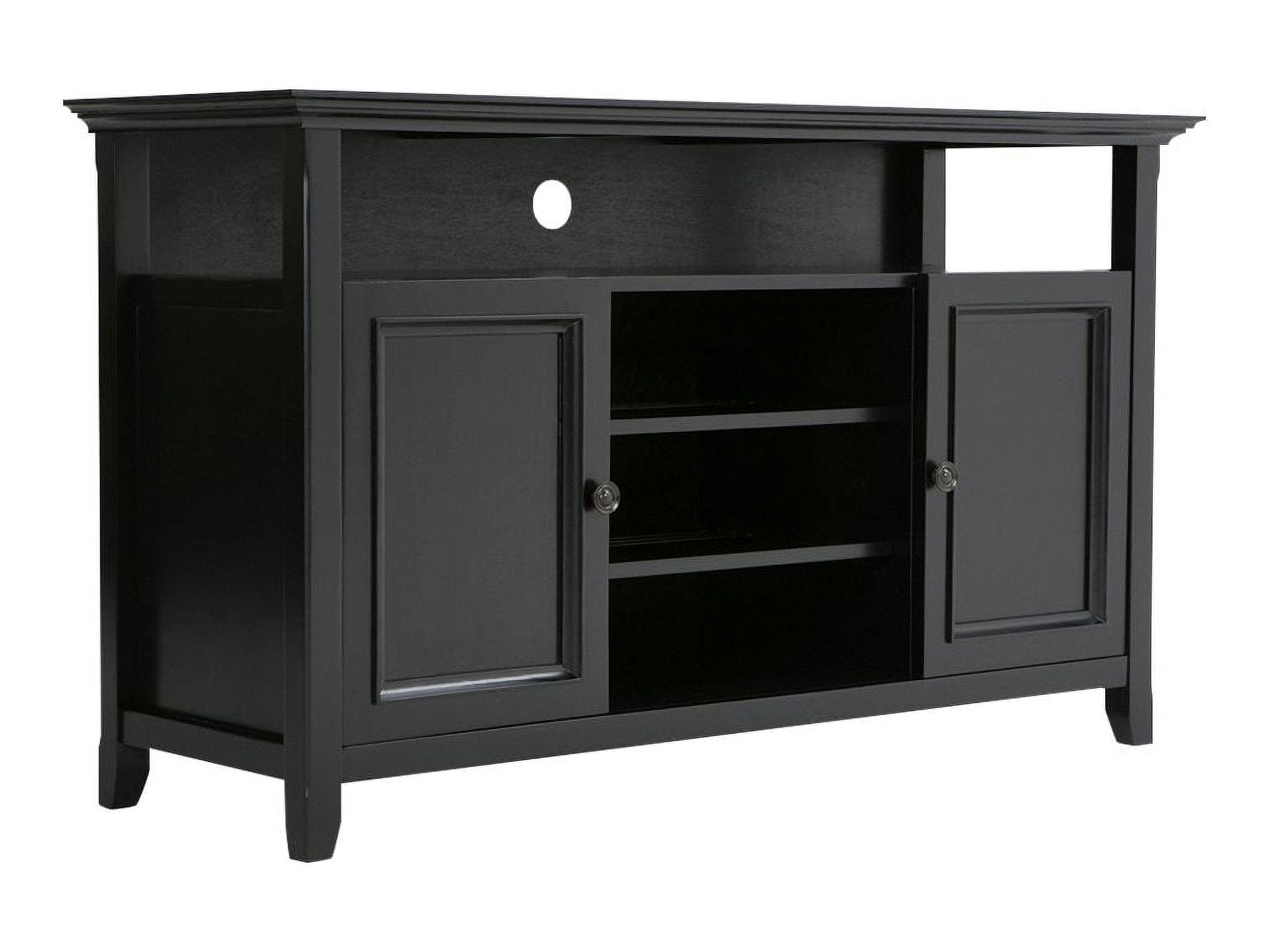 SIMPLIHOME Amherst SOLID WOOD Universal TV Media Stand, 54 inch Wide , Transitional, Living Room Entertainment Center, Storage Cabinet and Shelves, for Flat Screen TVs up to 60 inches in Black