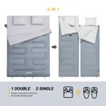 thumbnail image 3 of KingCamp 87x59" 2 Person 20 Degree Couple Sleeping Bag with 2 Pillows, Grey, 3 of 8