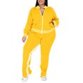 thumbnail image 1 of MAWCLOS Women Plus Size Slim Leg Sweatsuits Running Long Sleeve Jacket+Sweatpants Yellow L, 1 of 5
