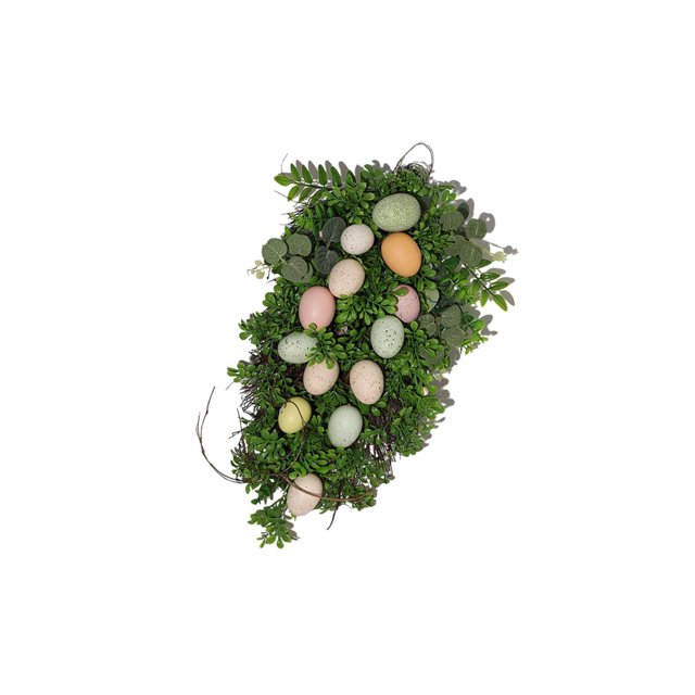 Easter Colorful Egg Wreath Bunny Wall Hanging for Holiday Window Fence 50cm