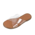 thumbnail image 1 of Penkiiy Womens Studded Flat Sandals Open Toe Slip On Mule Slides Crossed Strap Slipper 41 Clear, 1 of 9