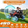 thumbnail image 3 of Joyracer Jouets à Chevaucher 24 Volts avec 2 Places, Voiture-Roue 4RM pour Enfants avec Télécommande, Rangement, Arc à Tirer, 3 Vitesses, Musique Bluetooth, Rouge, 3 of 12