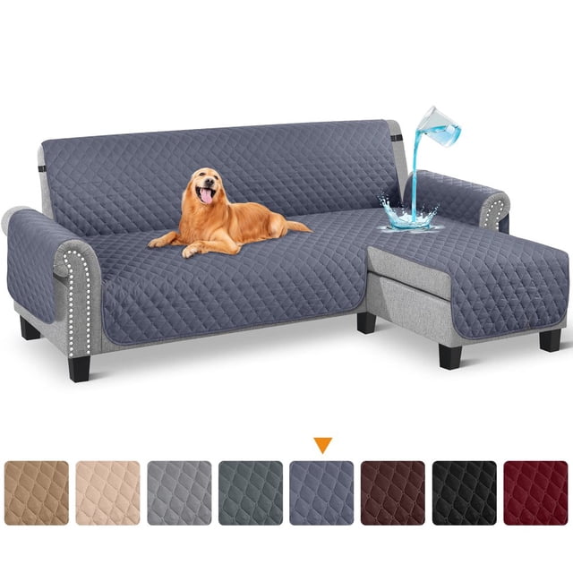 CHUANK Housse Imperméable pour Canapé, Housses pour Sofa en L, Housse pour Chaise Longue, Housse Réversible de Protection de Meuble pour Animaux, Enfants, Chien, Chat, Kaki P