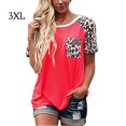 thumbnail image 2 of T-Shirt pour Femmes à Col Rond avec Poche, Blouse pour Femmes, T-Shirt pour Femmes, Blouse Imprimée à Manches Courtes, Haut, Rouge, 3TG, 2 of 4