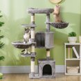 thumbnail image 2 of PawHut Arbre à Chat Tour 52,5 Pouces avec Lit, Condos pour Chats, Hamacs, Gris, 2 of 10