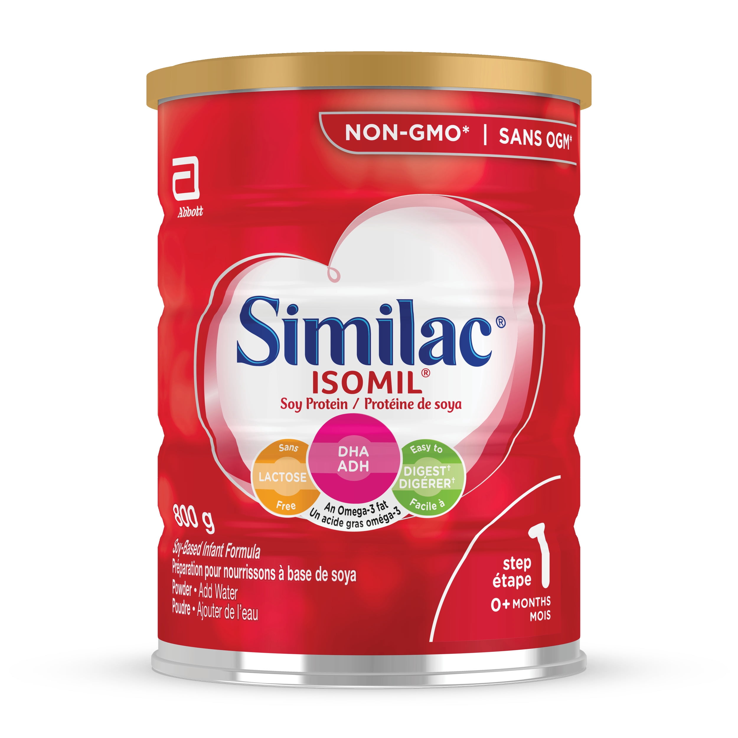Similac Isomil Step 1, Non-GMO Soy-Based Baby Formula, Lactose Free, Newborn Formula Powder, 0+ Months, 800 grams