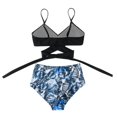 thumbnail image 4 of Women Criss Cross High Waisted String Floral Printed 2 Piece Bathing Swimsuit, 4 of 6